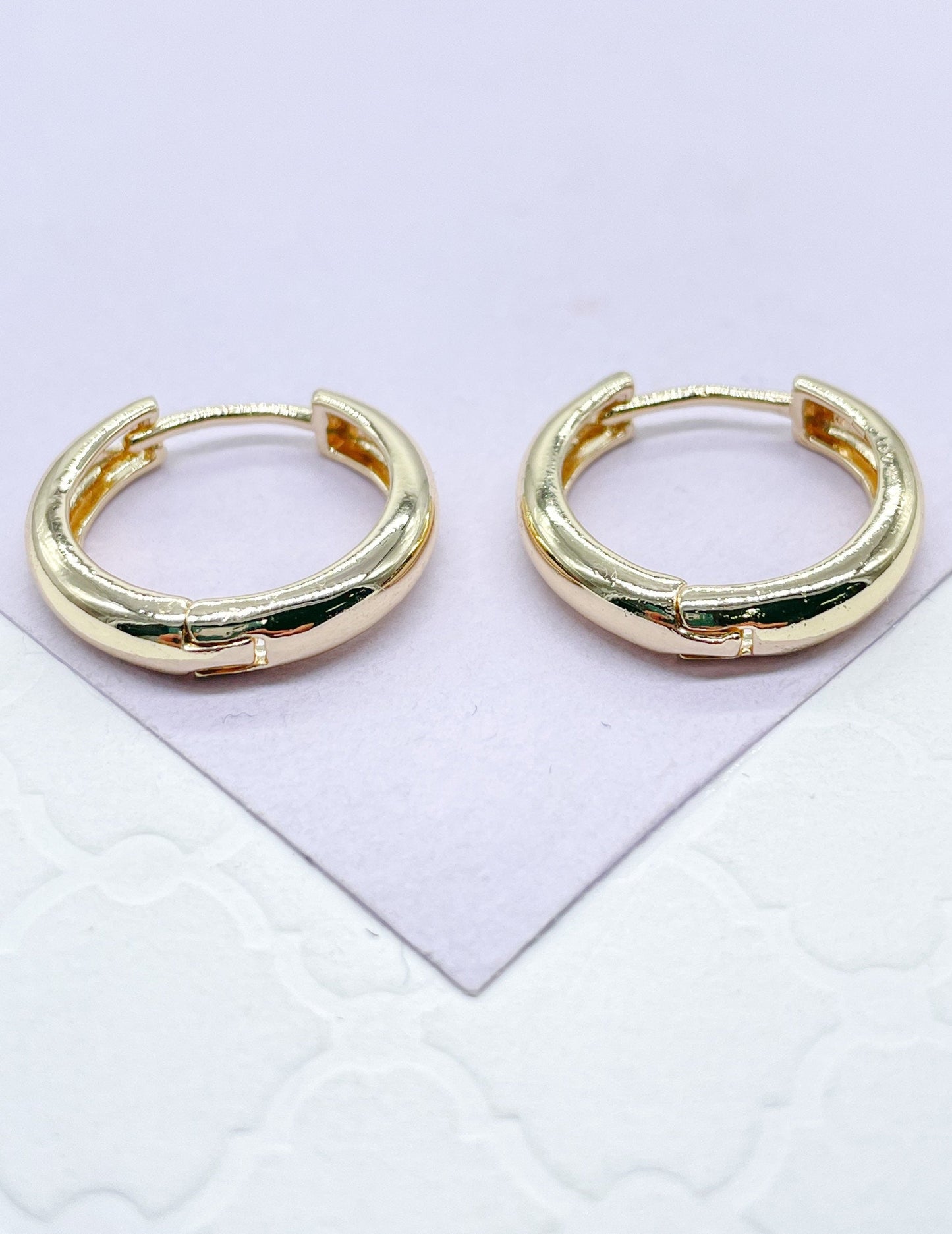 18k Gold Filled Small Smooth Edged Plain Hoop EarringsWholesale Jewelry Supplies