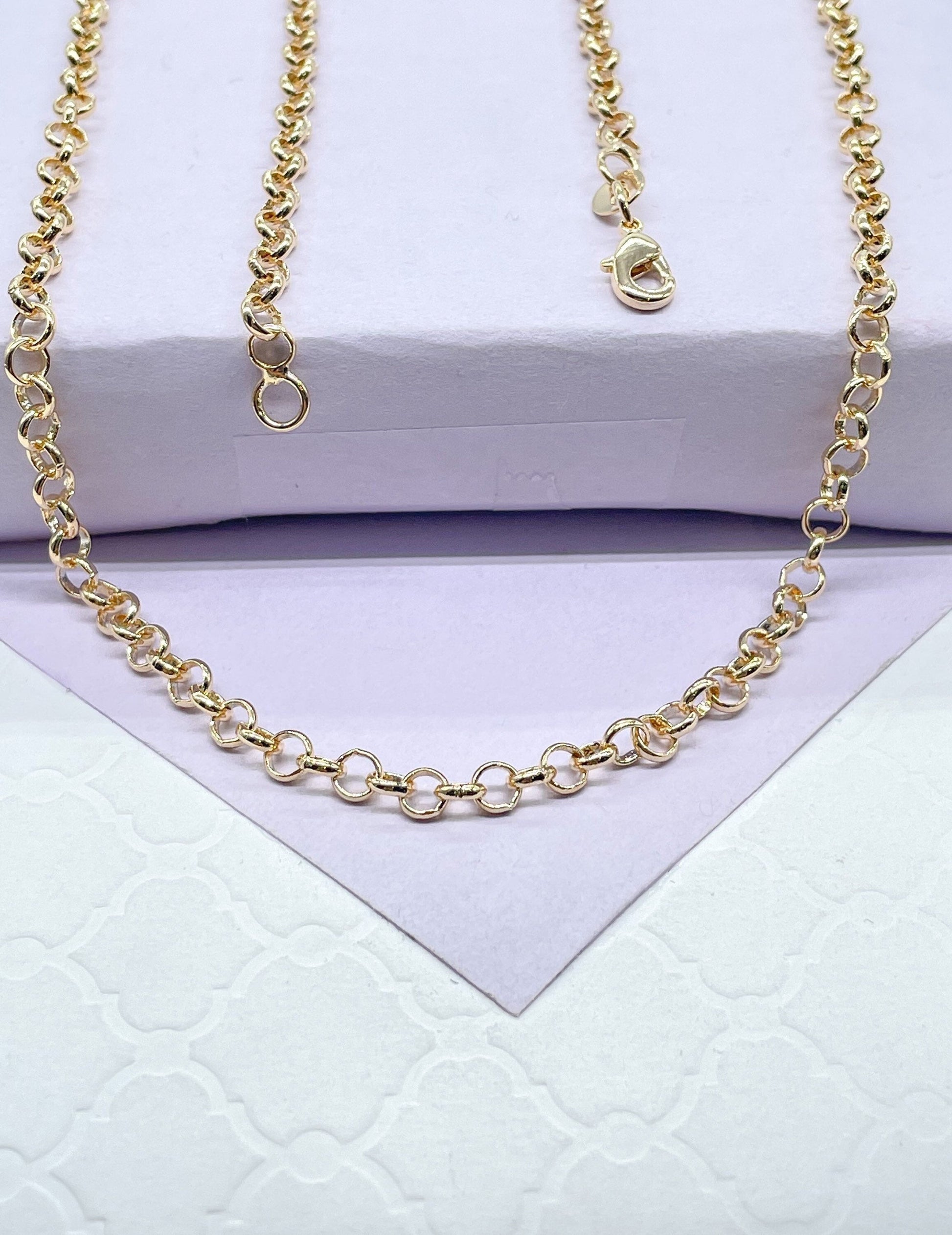18k Gold Filled 4mm Rolo Chain, Dainty chains, Plain Chain