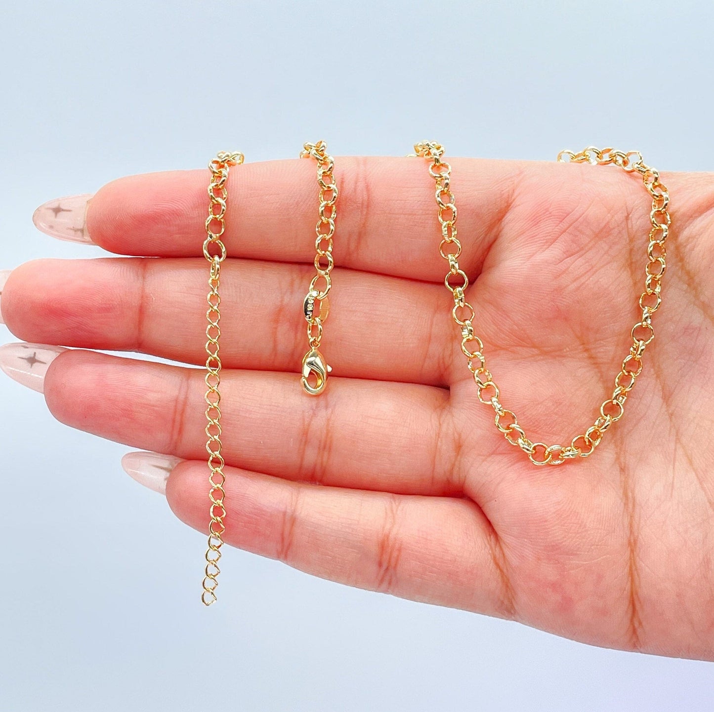 18k Gold Filled 4mm Rolo Chain, Dainty chains, Plain Chain