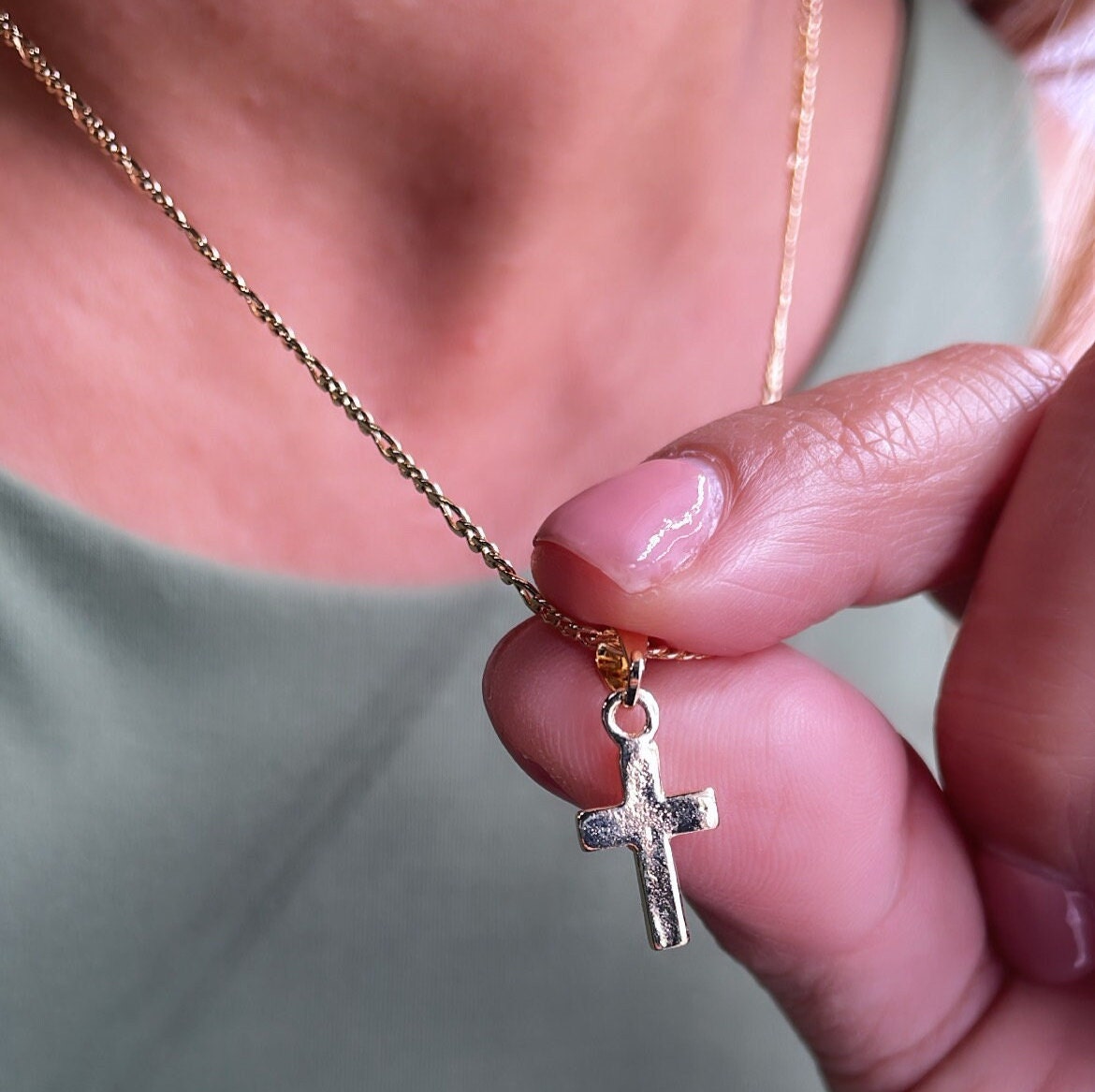 18k Gold Filled Smooth Plain Cross Pendant, Cross Jewelry