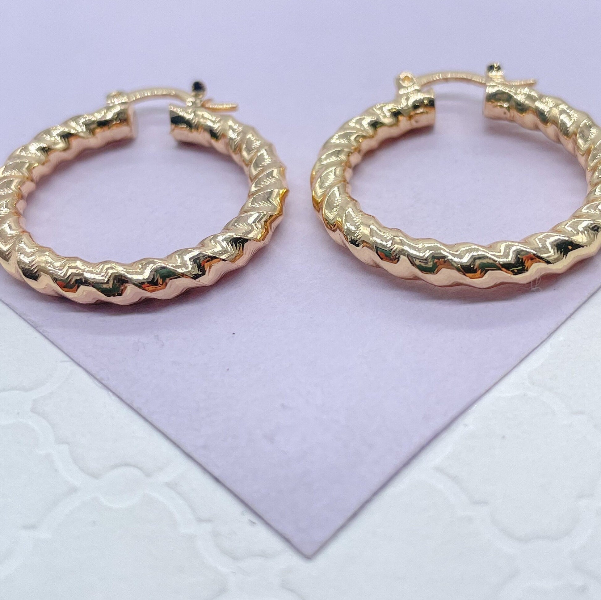 18k Gold Filled Smooth Twisted  Hoop Earrings