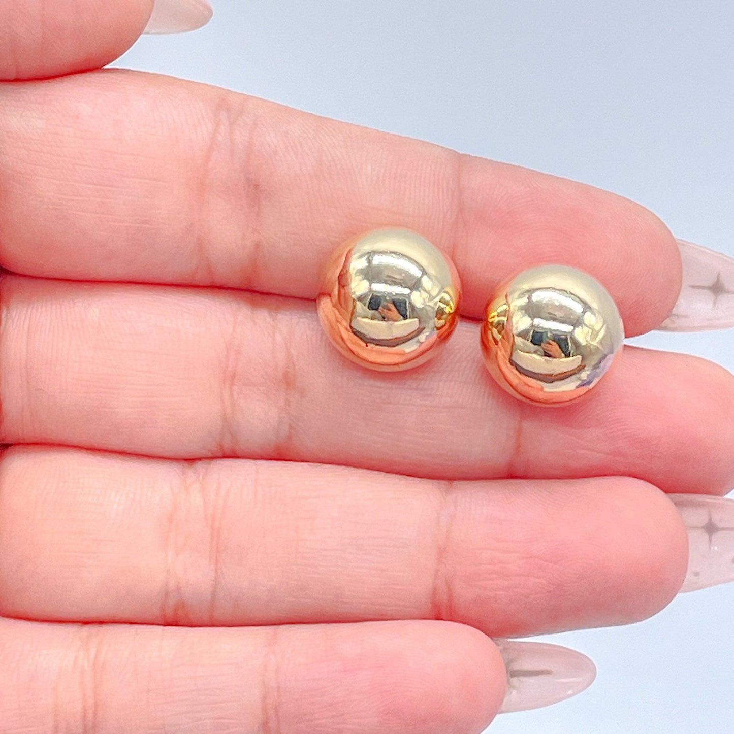 18k Gold Filled XL Plain Ball Stud Earring