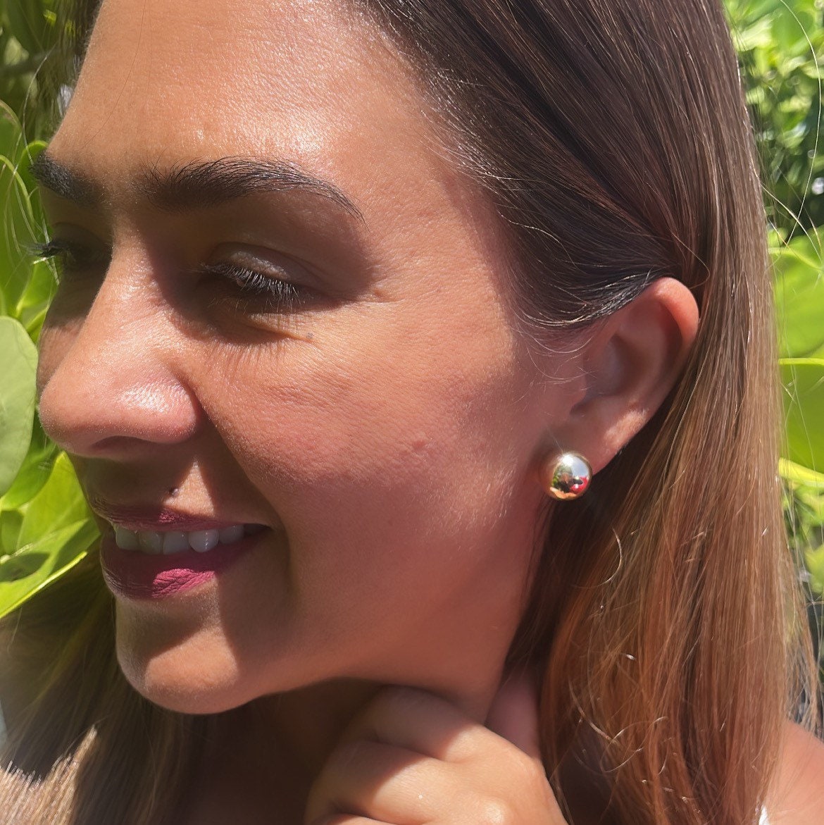 18k Gold Filled XL Plain Ball Stud Earring