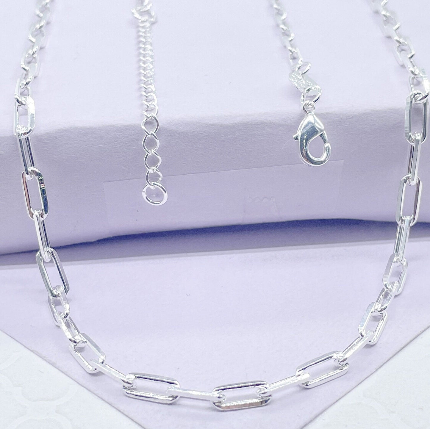 Silver Filled 16 Inch Paper Clip Chains Available in 3 Sizes