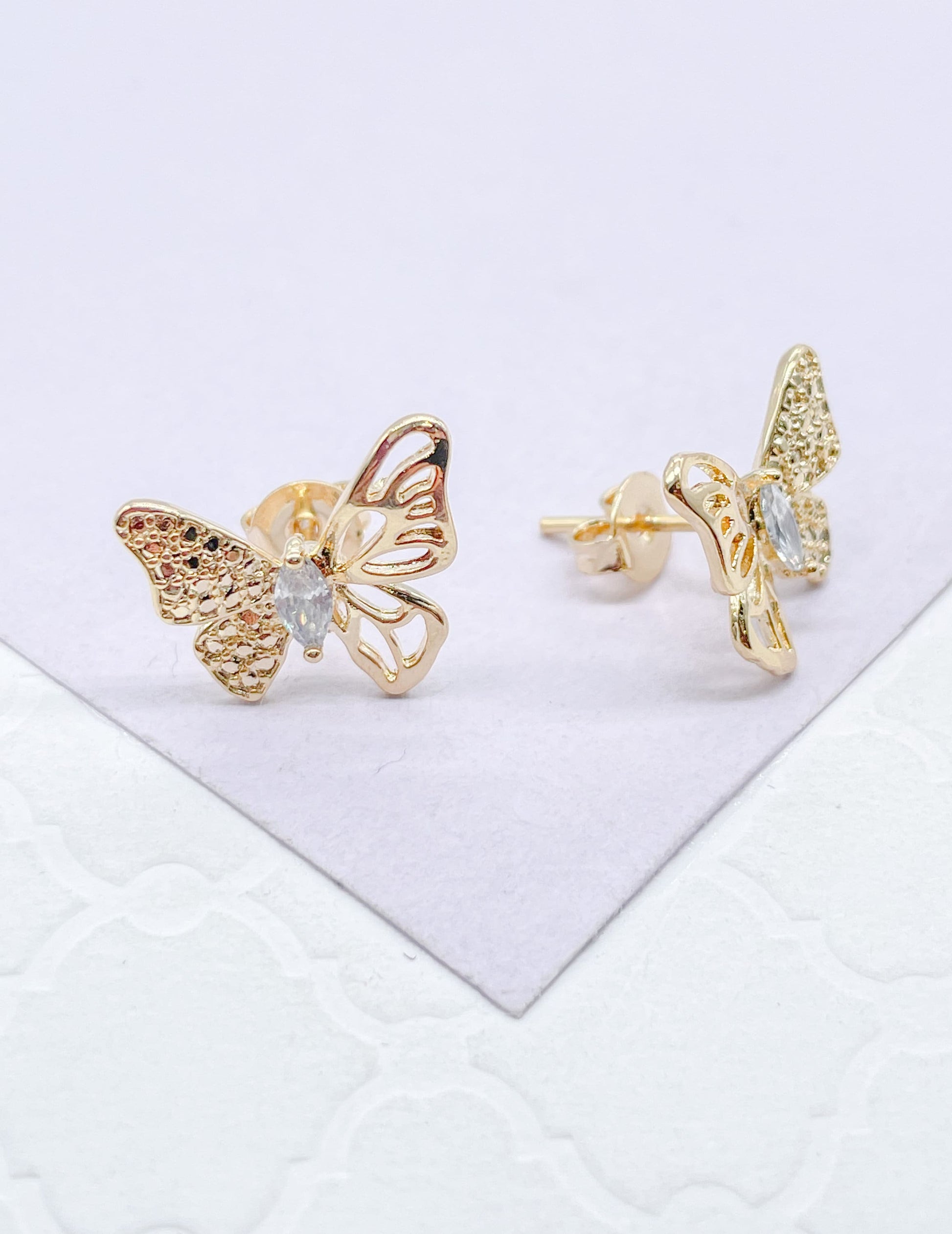 18k Gold Filled Dainty Butterfly Set