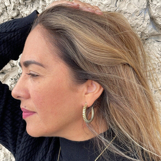 18k Gold Filled Open Coil Twisted Hoop Earrings