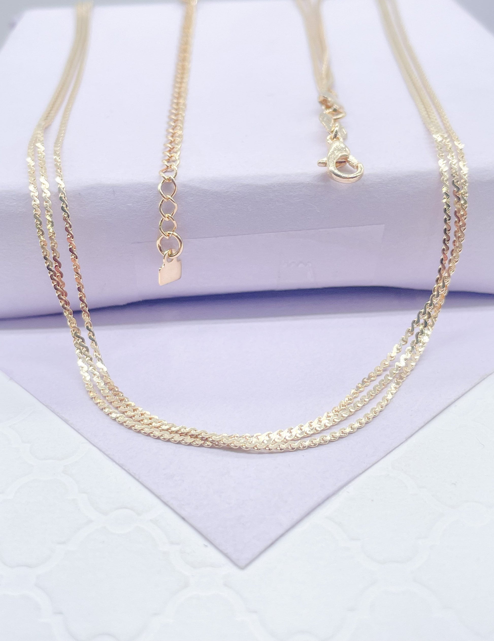 18k Gold Filled 3 In 1 Flat Snake Link Chain