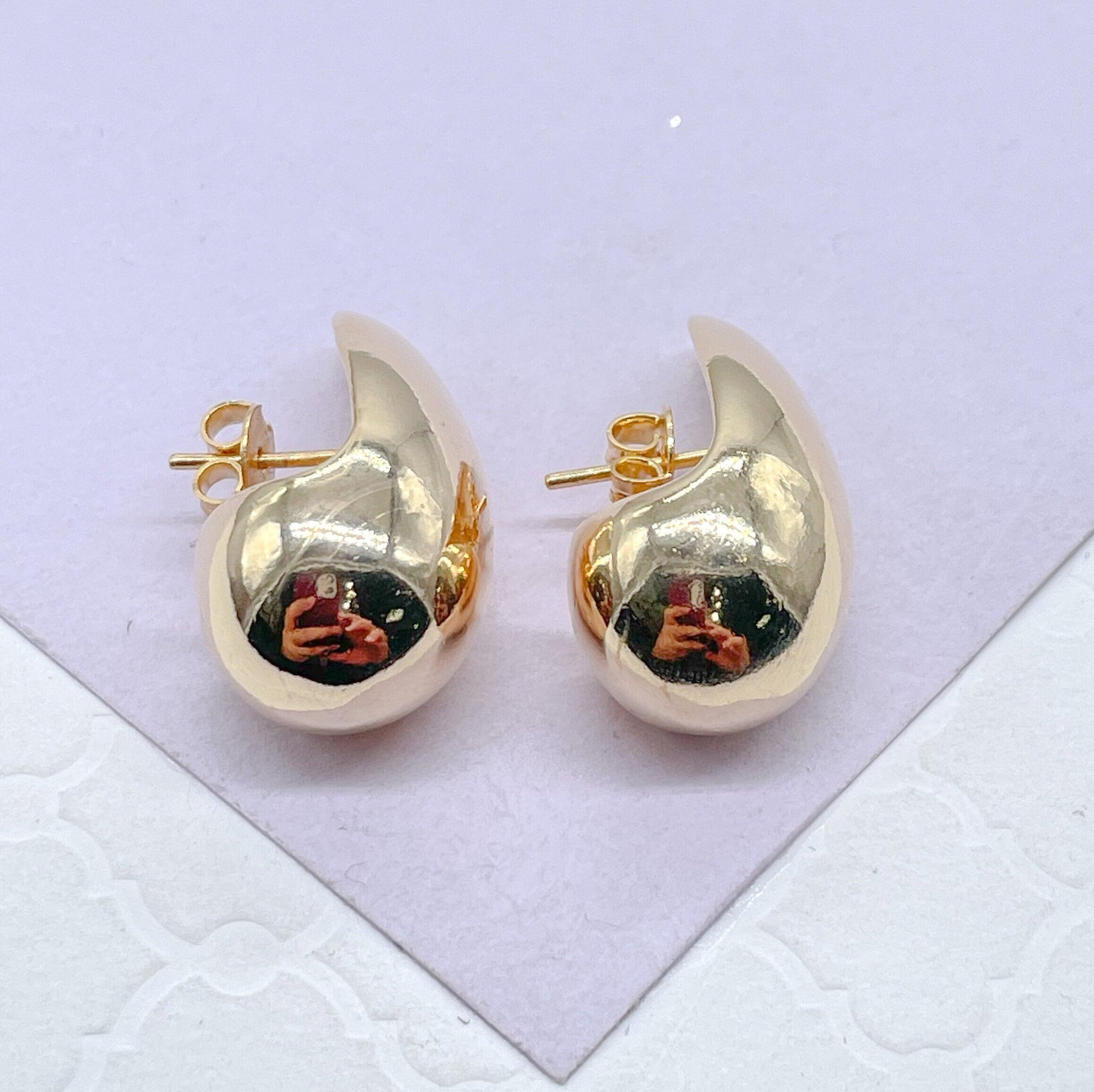 Gorgeous 18k Gold Filled XL Plain Tear Drop Earrings