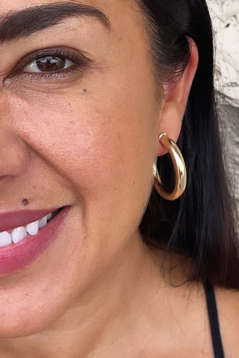 Thick 18k Gold Filled Hoop Earrings: Chunky 5mm Jewelry Supplies