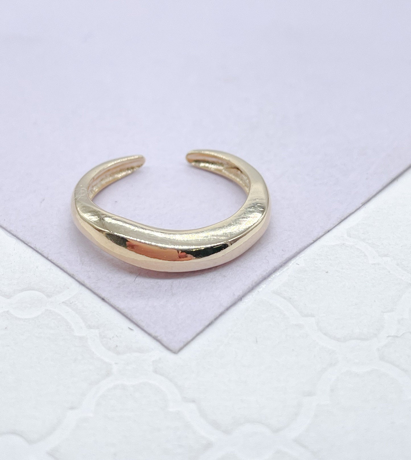 Adjustable Plain 18k Gold Filled Dainty Dome Ring