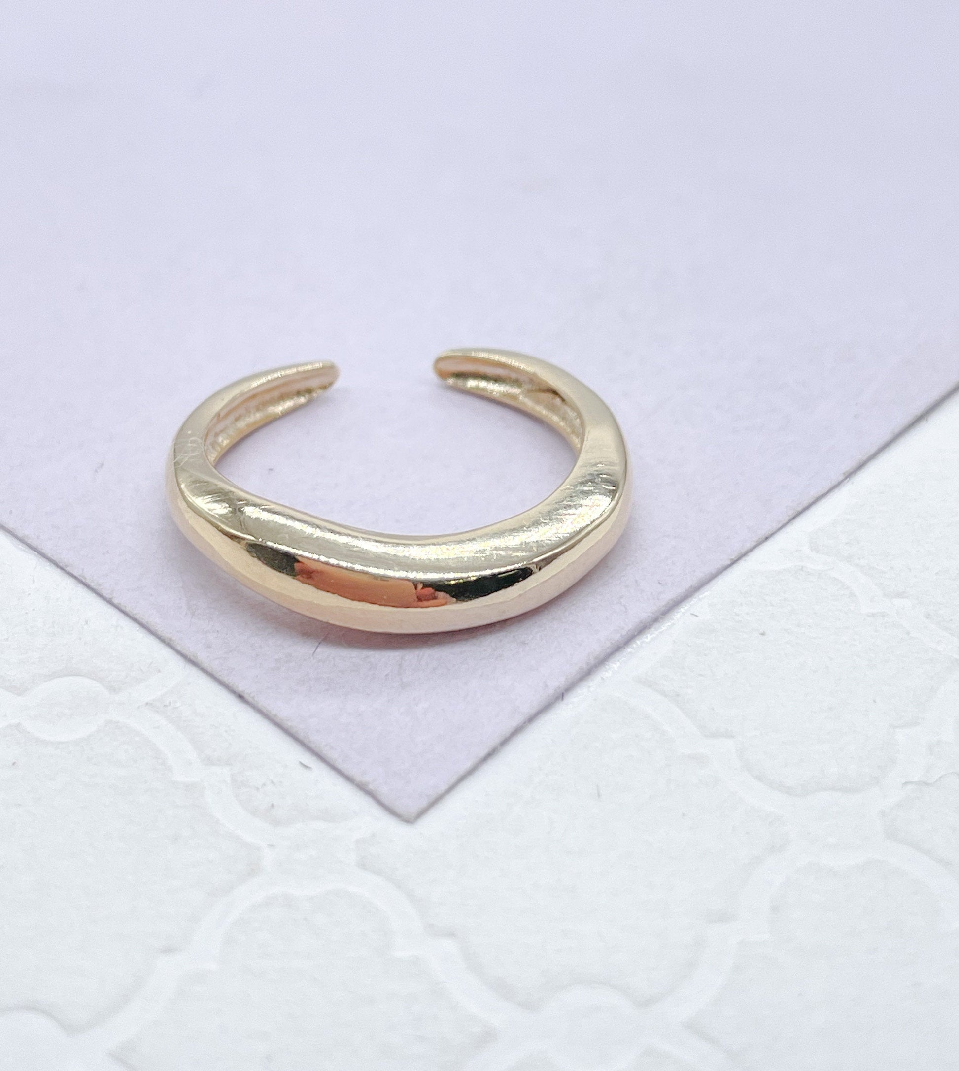 Adjustable Plain 18k Gold Filled Dainty Dome Ring