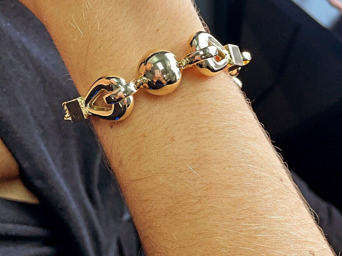 18k Gold Filled Ball Bracelet Featuring Sphere Loosed Connected By Mix Of Rolo