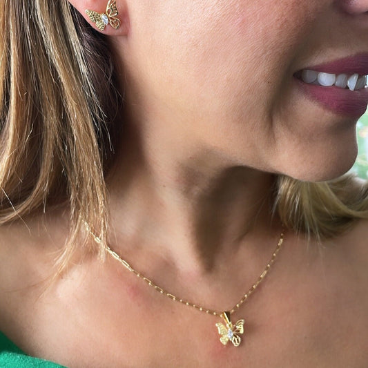 18k Gold Filled Dainty Butterfly Set