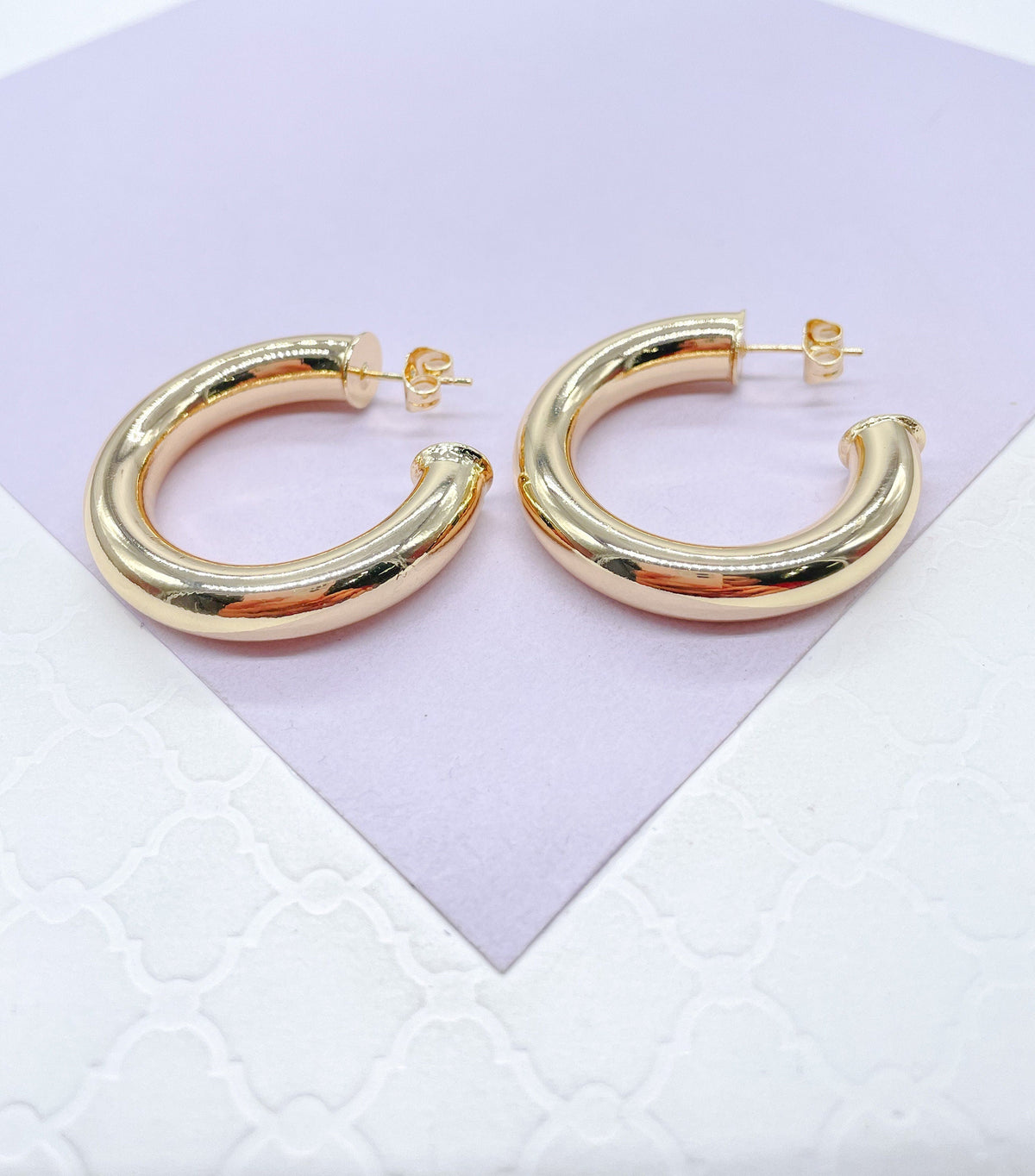 Thick 18k Gold Filled 7.5mm Smooth Open Hoops, Available in 2 Sizes