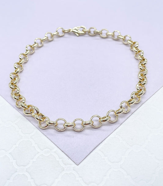 18k Gold Filled 4mm Rolo Chain, Dainty chains, Plain Chain