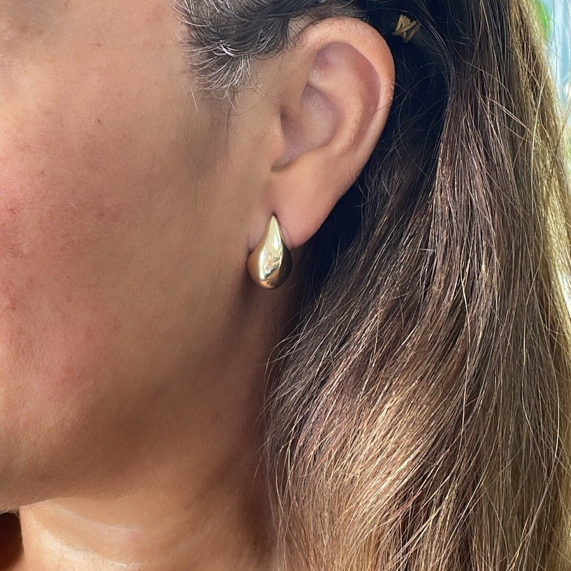 18k Gold Filled Chunky Smooth Tear Drop Earring