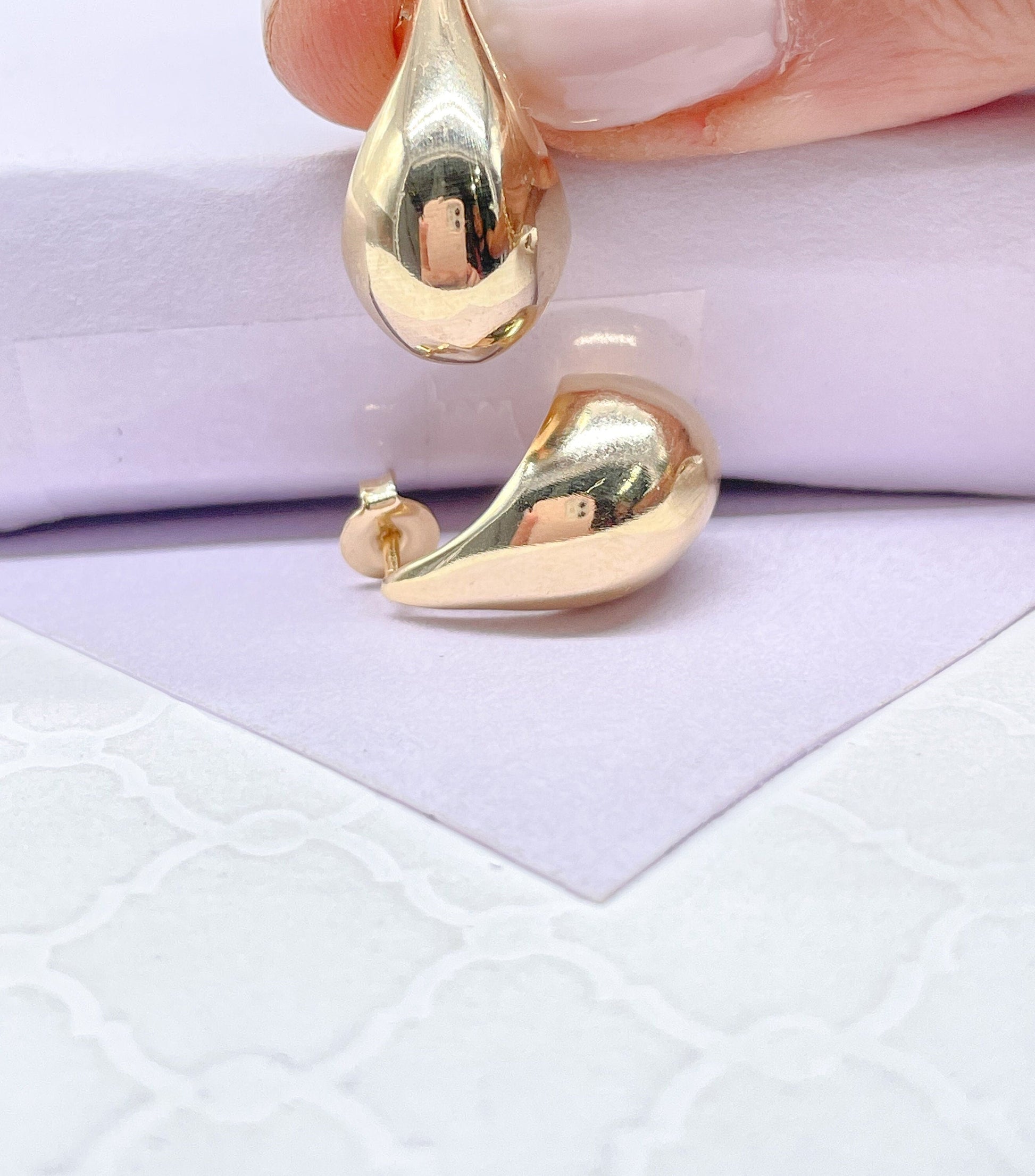 18k Gold Filled Chunky Smooth Tear Drop Earring