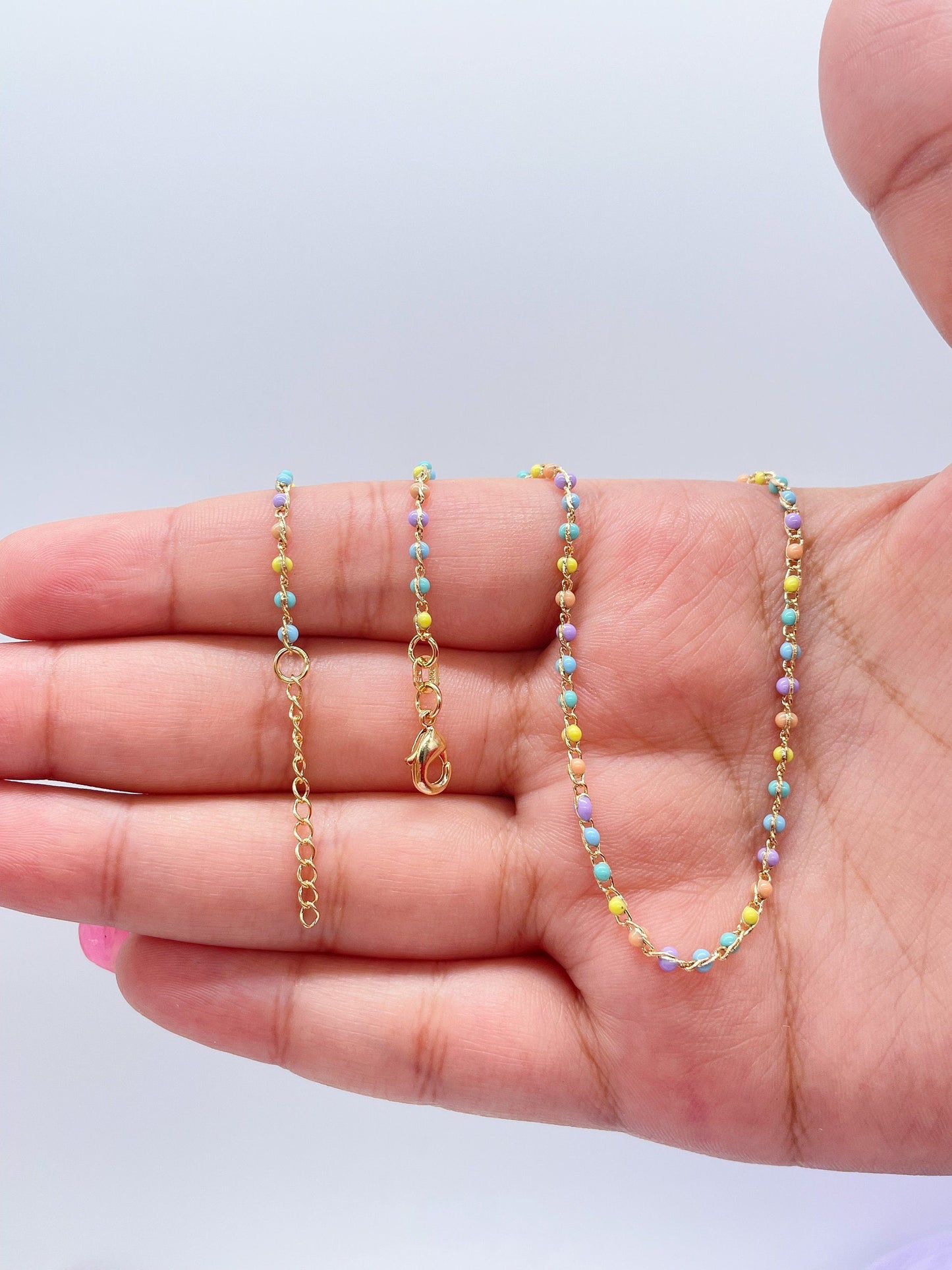 18k Dainty Colorful Small Bead Set