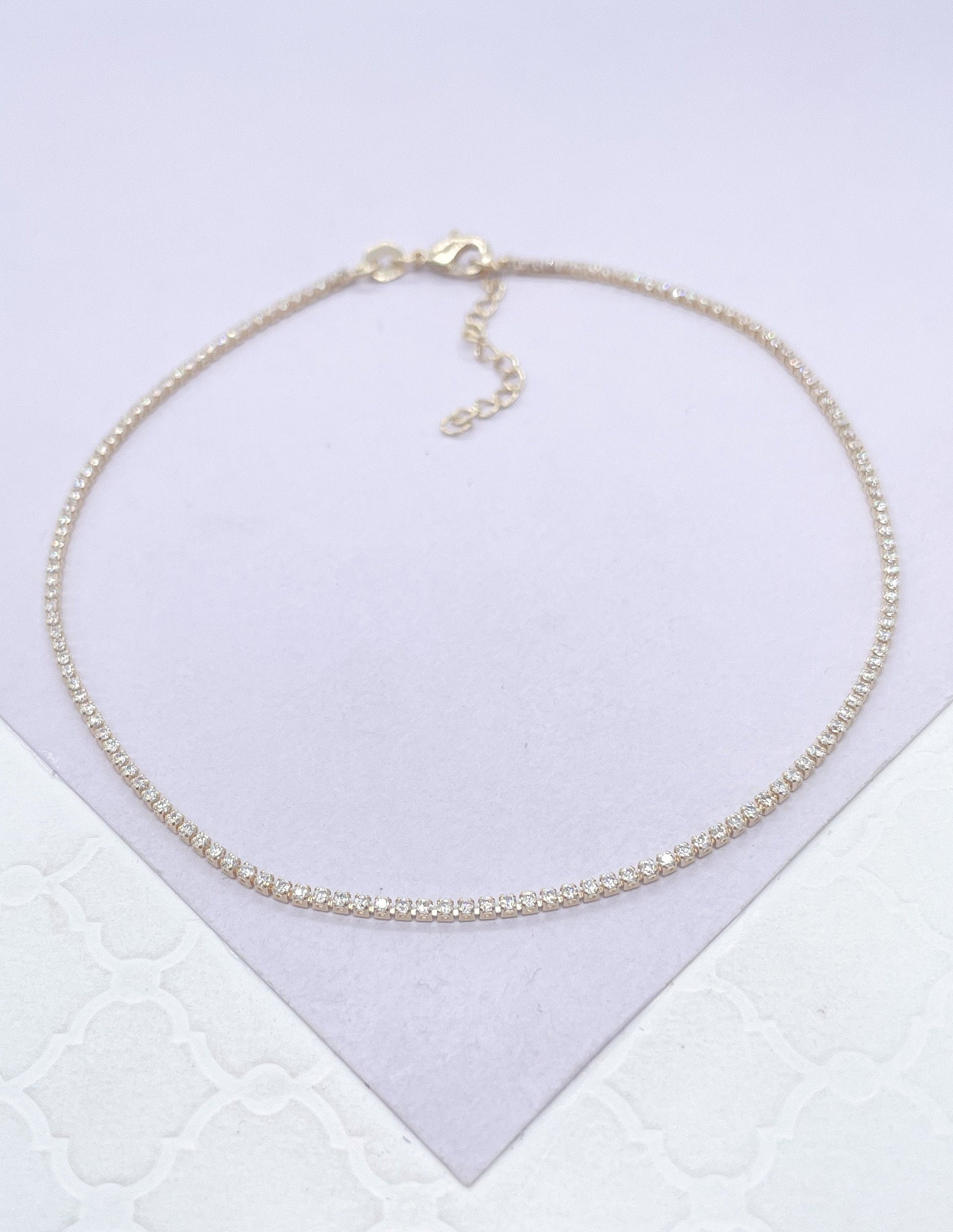 18k Gold Filled Dainty Ultra-Thin Tennis Chain Anklet, Summer Jewelry, Body Jewelry