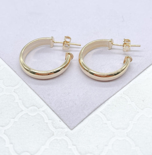 18k Gold Filled Plain Flat Thin Dainty Hoop