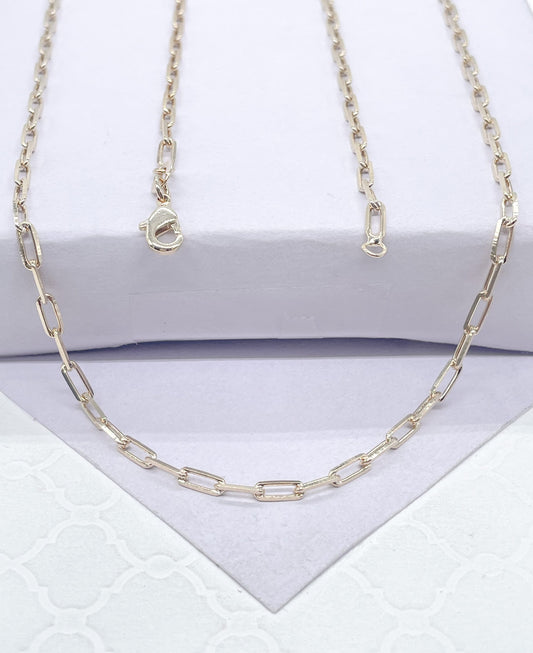 18k Gold Filled 2.5mm Dainty Paper Clip Chain Necklace Dainty Layering Piece, Dainty Jewlery, Simple piece, For Her, Everyday Wear