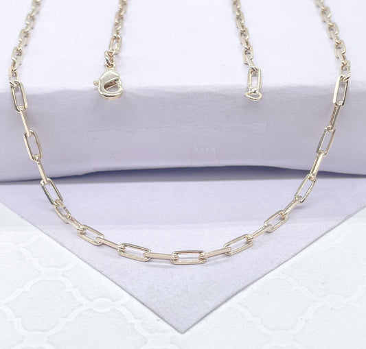 18k Gold Filled Paper Clip Chain Necklace: Dainty Layering Jewelry