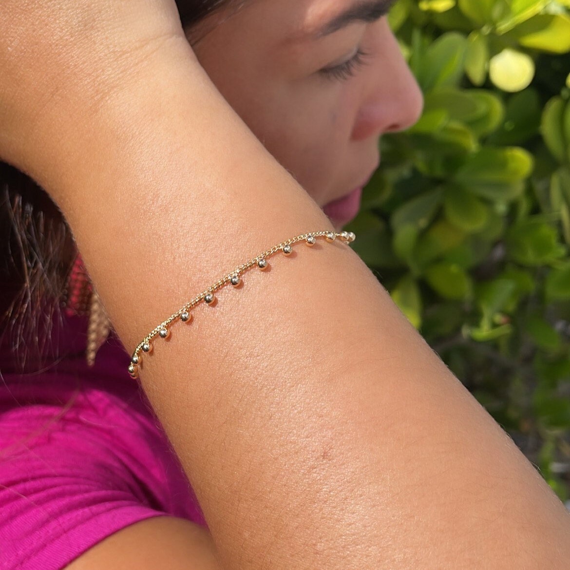 18k Gold Filled Satellite Style Ankle Bracelet