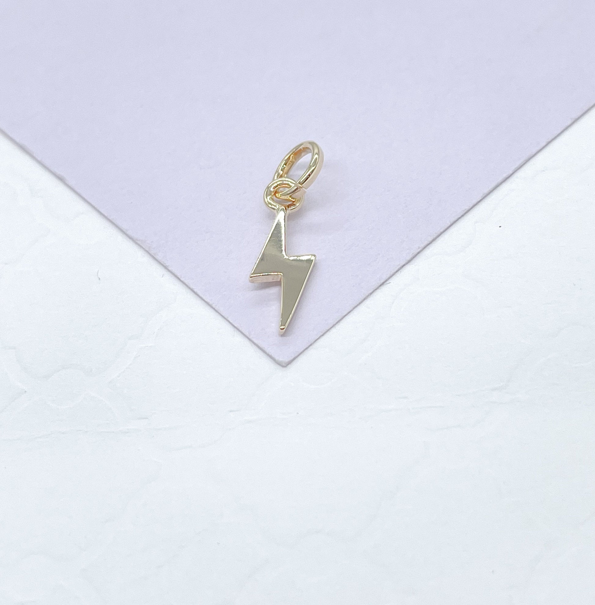 18k Gold Filled Plain Dainty Crescent Moon and Lightning Bolt Pendants