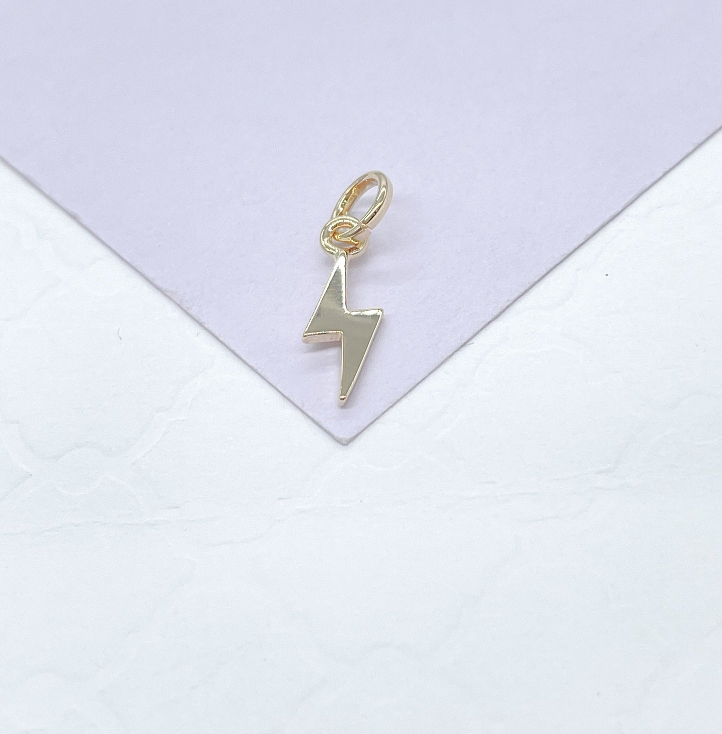 18k Gold Filled Plain Dainty Crescent Moon and Lightning Bolt Pendants