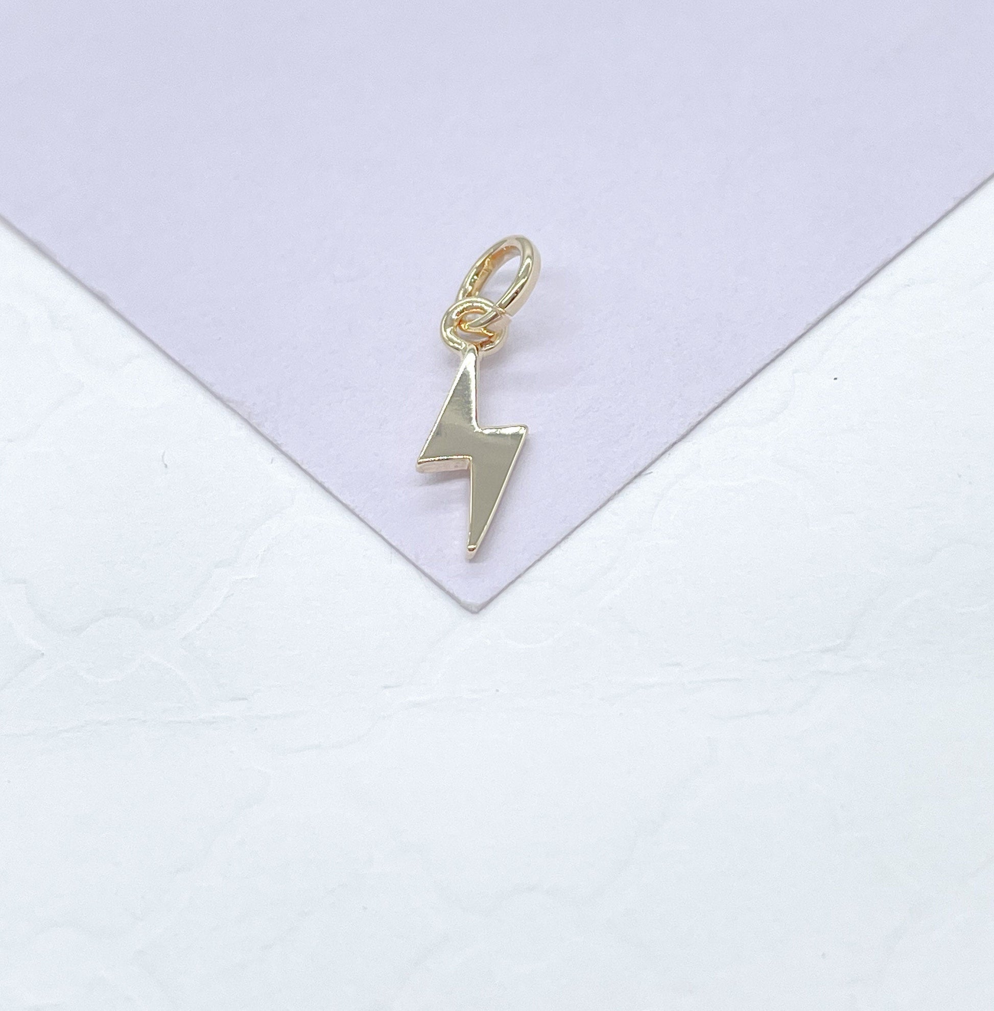 18k Gold Filled Plain Dainty Crescent Moon and Lightning Bolt Pendants