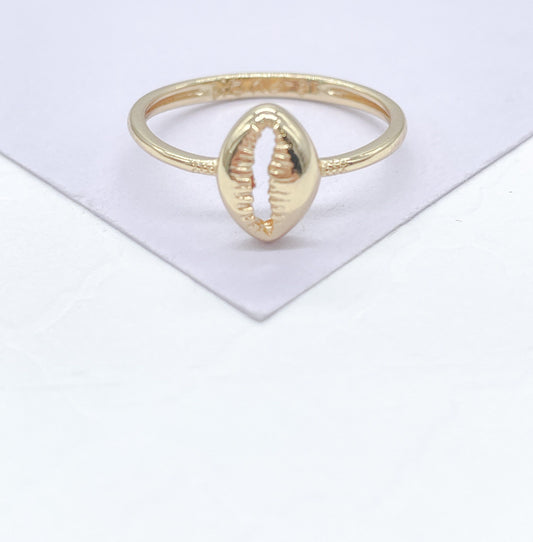 18k Gold Filled Dainty, Conch Shell and Fish Tail Dainty Rings