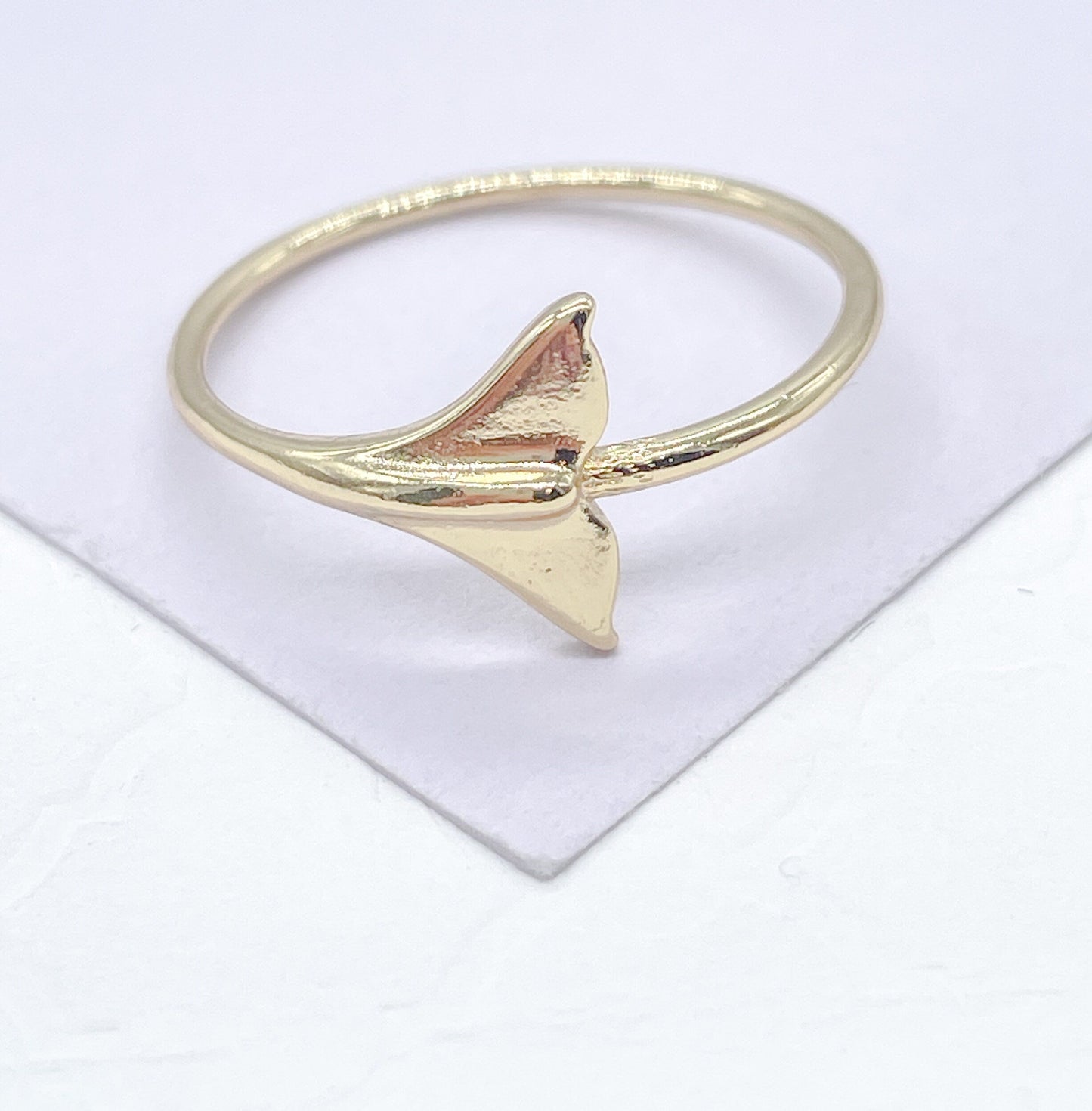 18k Gold Filled Dainty, Conch Shell and Fish Tail Dainty Rings