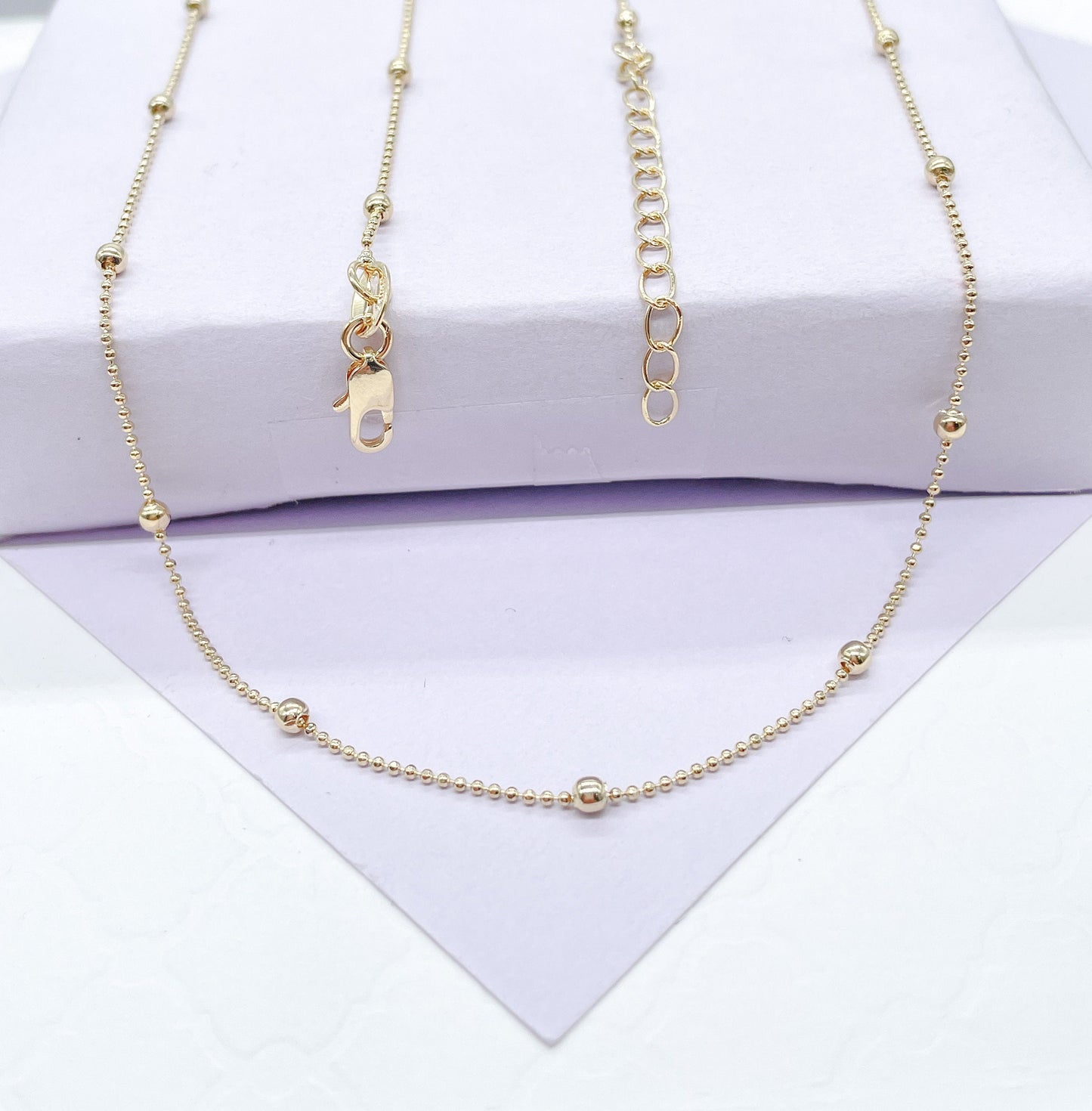 18k Gold Filled Thin 1mm Mini Beaded Satellite Chain, Statment Piece, Gift Ideas, Dainty Jewlery,