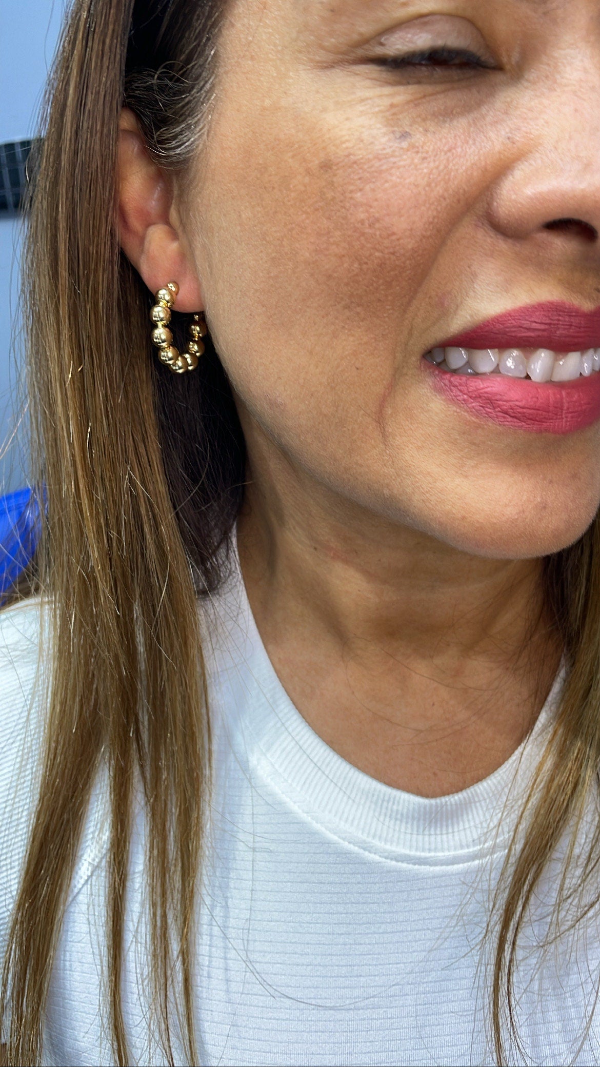 18k Gold Filled Beaded Hoop Earrings: 6mm Ball, Small/Medium