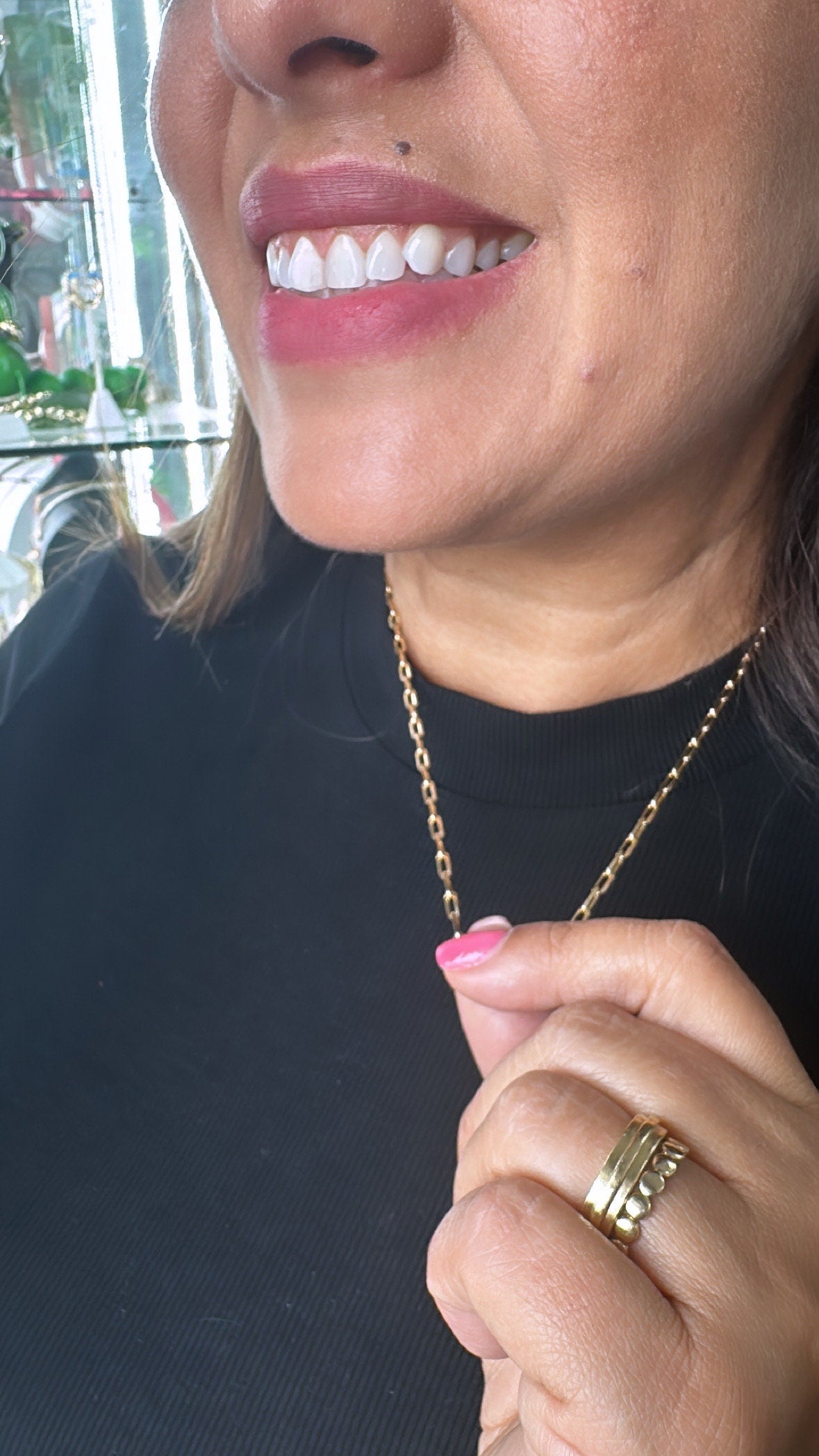 18k Gold Filled Paper Clip Chain Necklace: Dainty Layering Jewelry