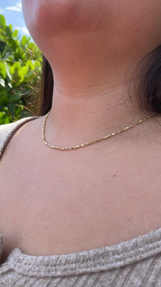 18k Gold Filled Box Chain Necklace: 1.5mm Dainty Layering Chain