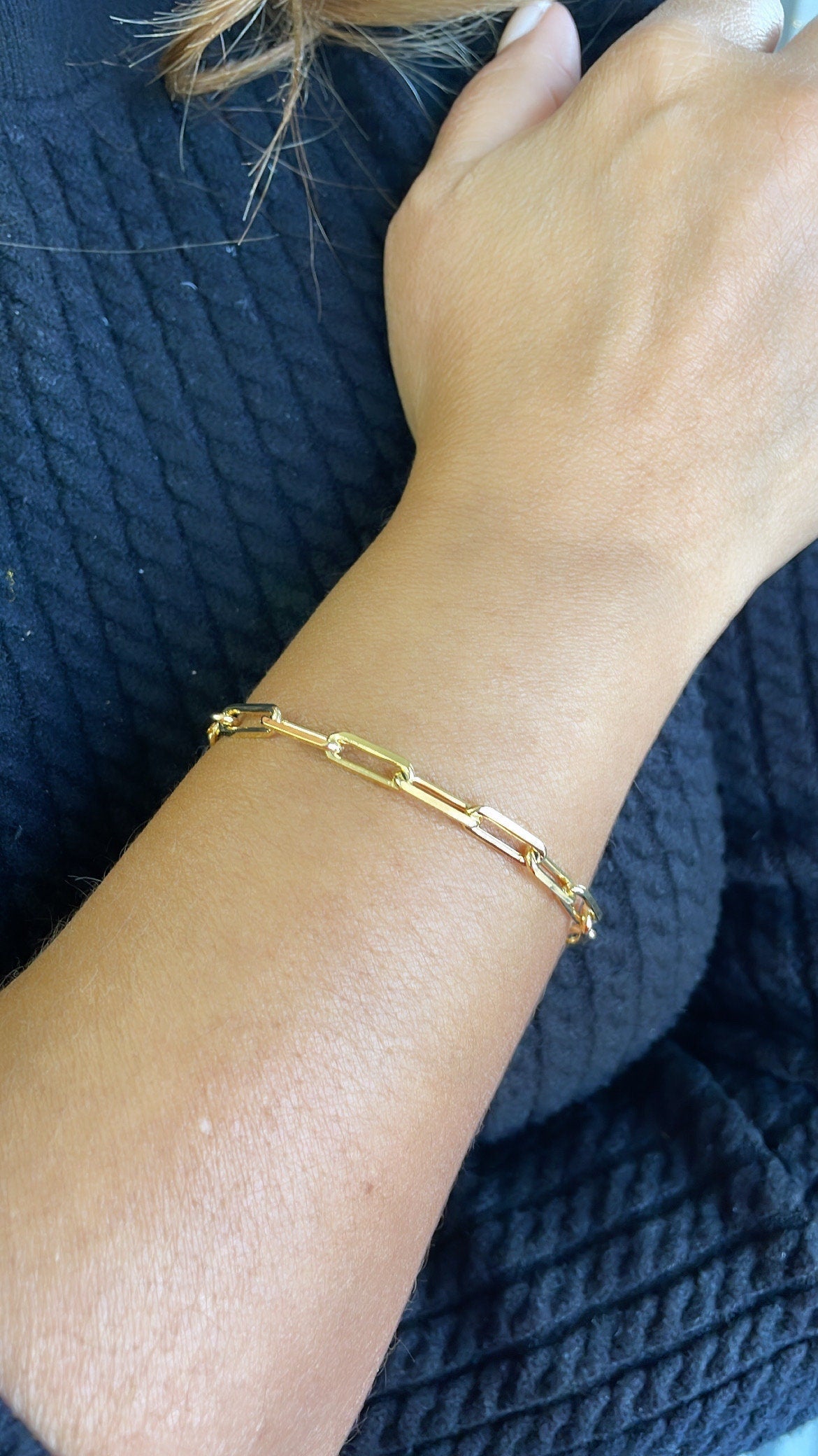 18k Gold Filled Dainty Smooth Paperclip Bracelet Availbe in 3 Sizes
