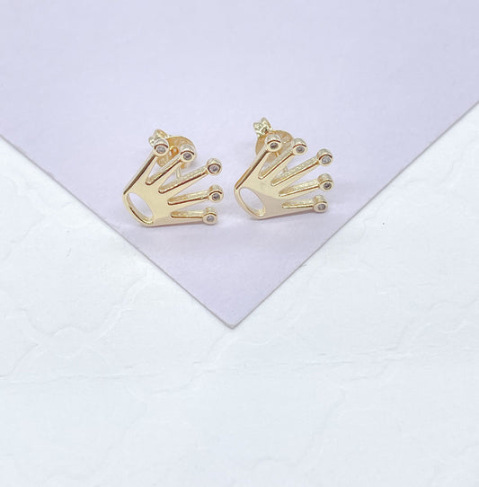 18k Gold Filled Small Dainty Plain Coronet Stud Earring