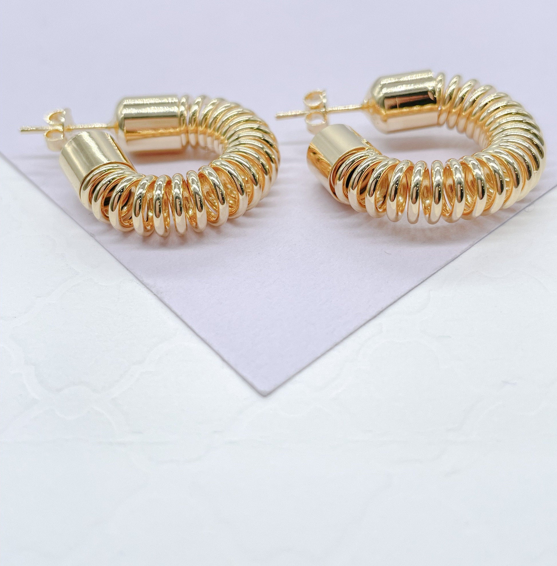 18k Gold Filled Thin Curly Open Hoops