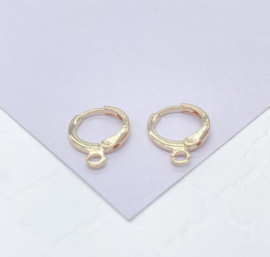 18k Gold Filled Plain Round Hoops Clasps