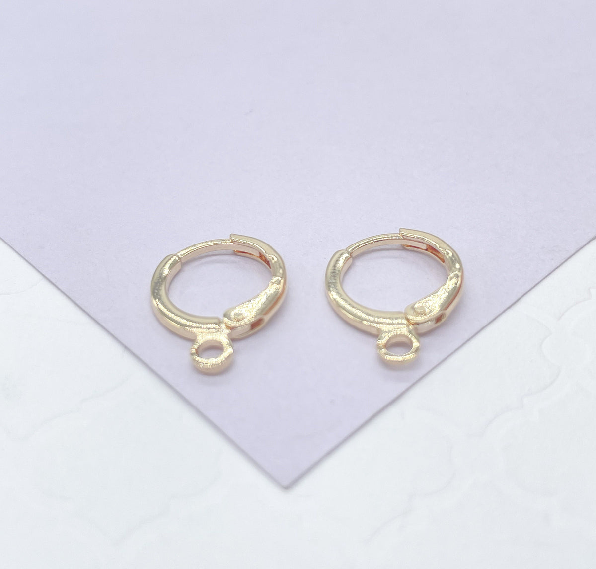 18k Gold Filled Plain Round Hoops Clasps