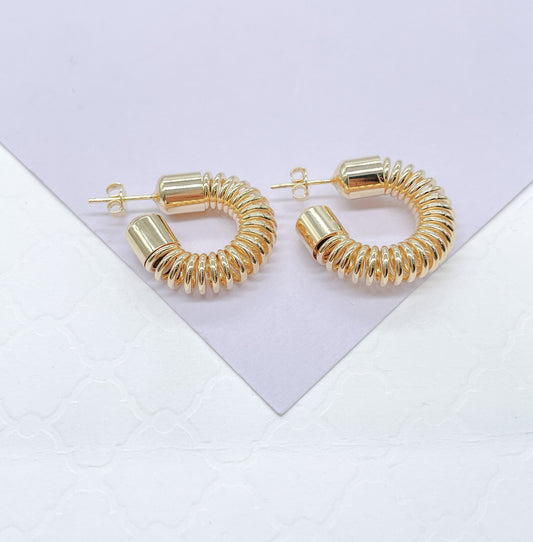 18k Gold Filled Thin Curly Open Hoops