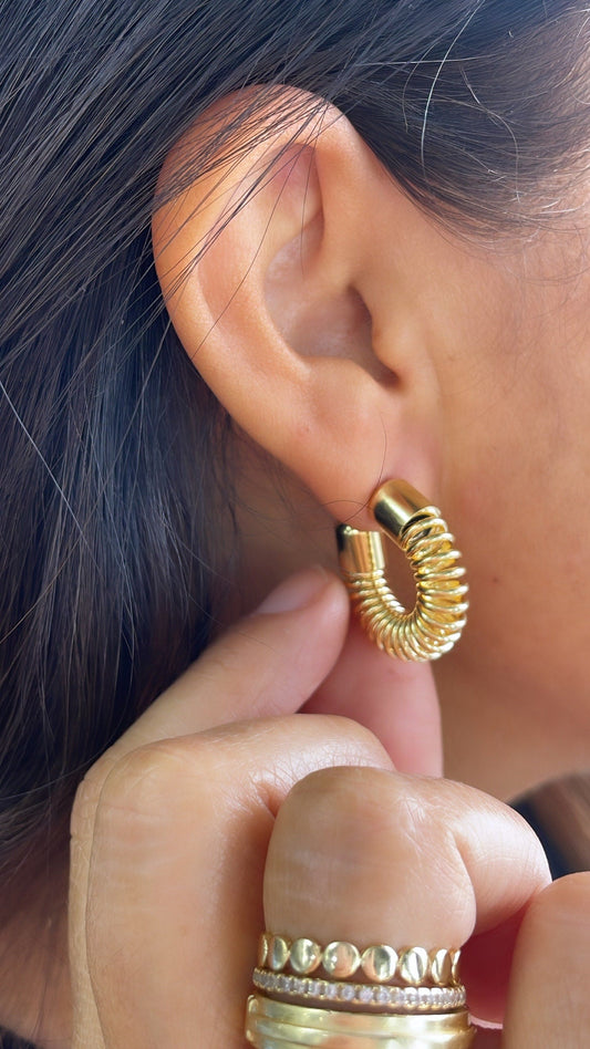 18k Gold Filled Thin Curly Open Hoops