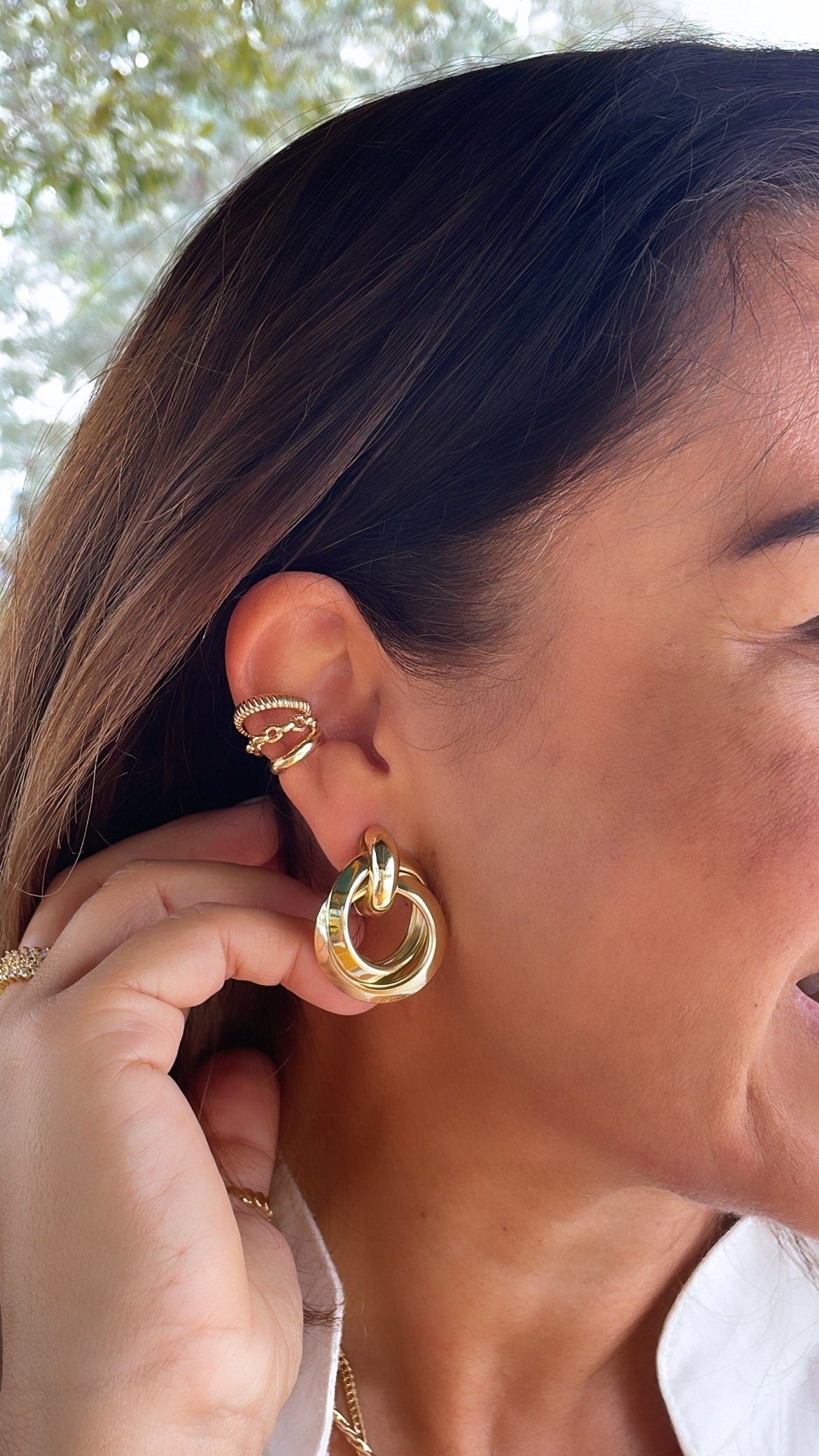 18k Gold Filled Doubled Layered Soft Angled Earrings