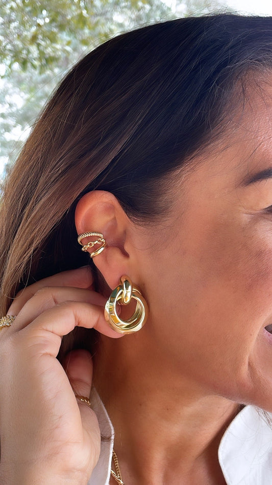 18k Gold Filled Doubled Layered Soft Angled Earrings