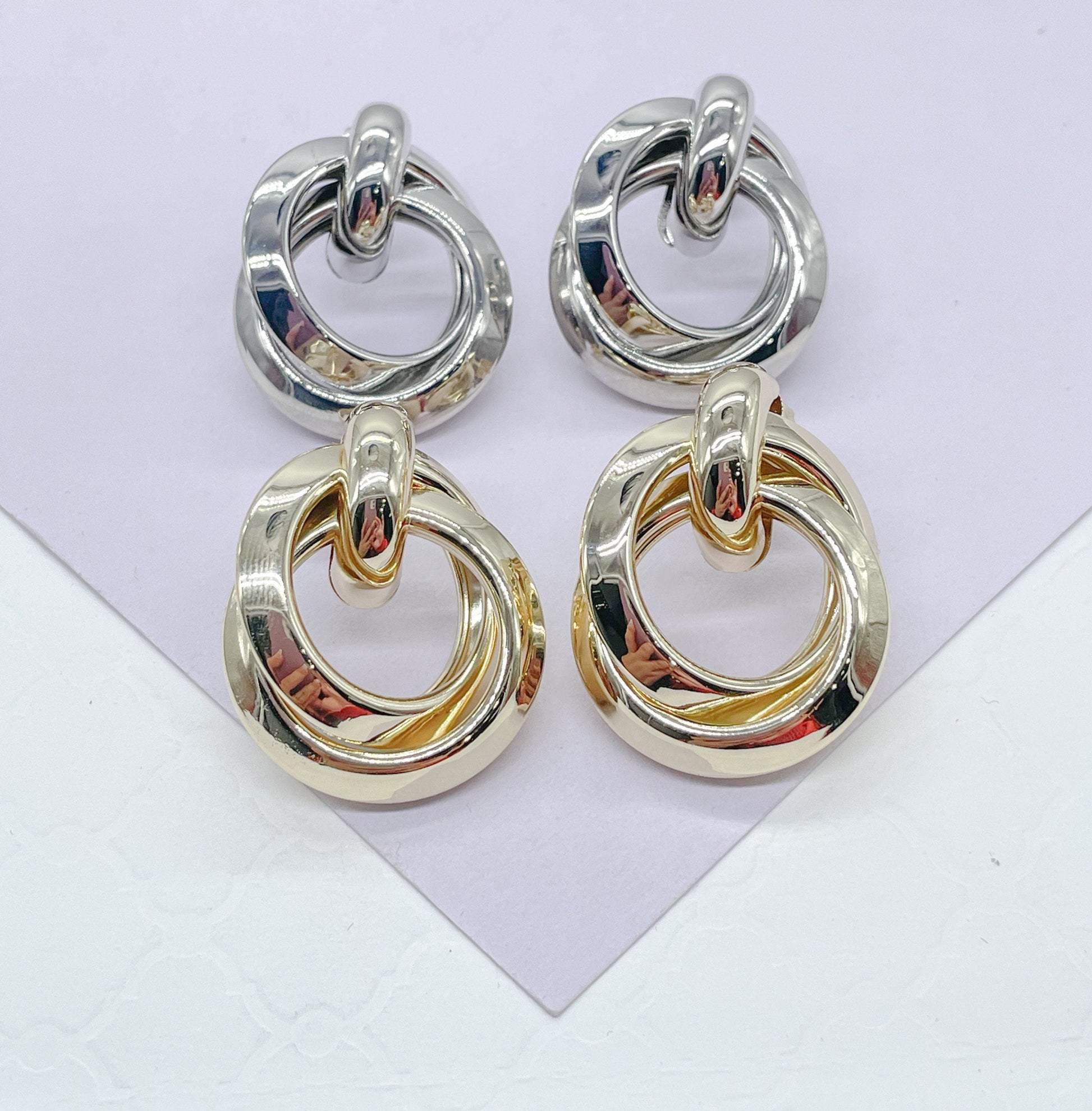 18k Gold Filled Doubled Layered Soft Angled Earrings