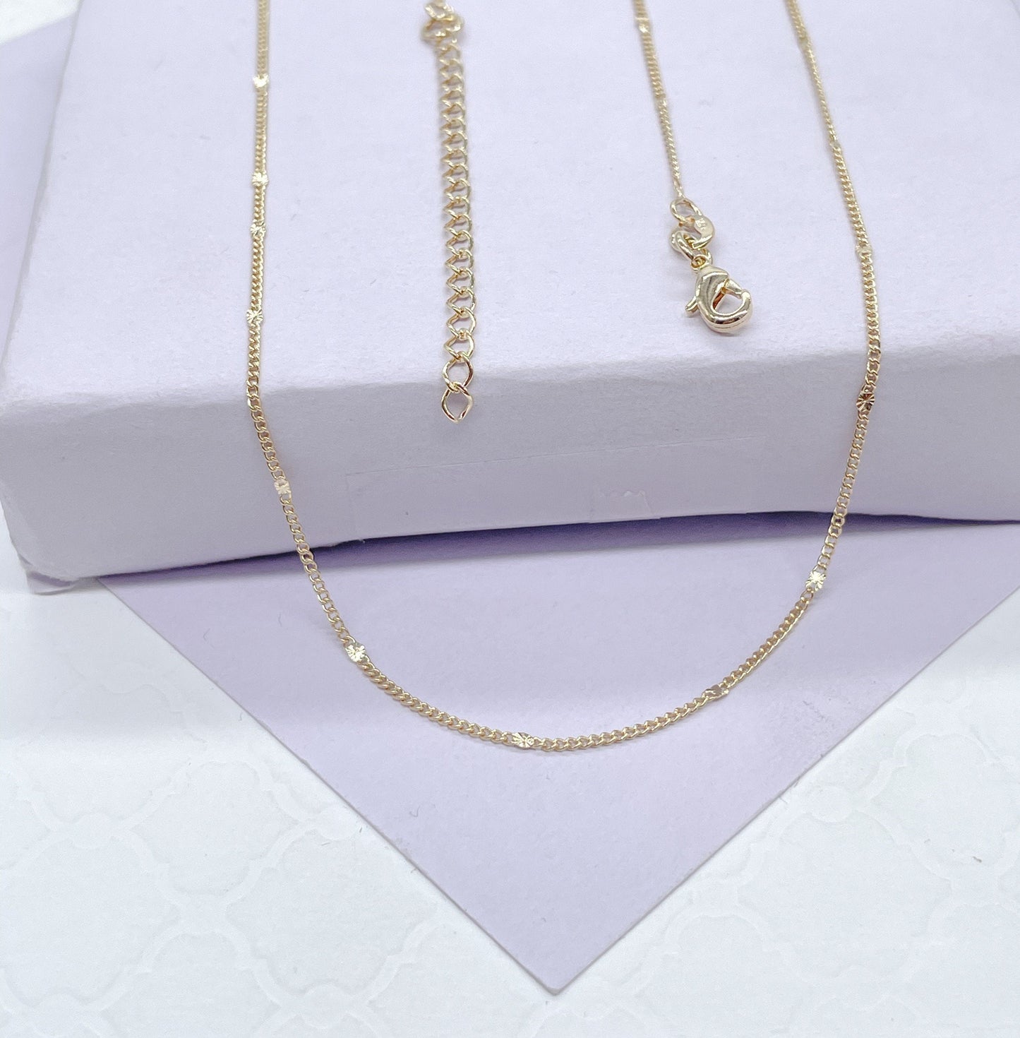18k Gold Filled Sequin Satellite Chain Necklace - 1mm, 16 Inch