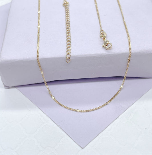 18k Gold Filled Sequin Satellite Chain Necklace - 1mm, 16 Inch