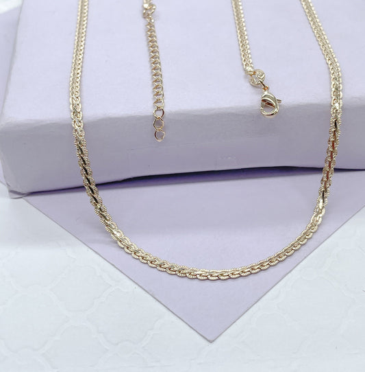 18k Gold Filled Snake Chain Necklace: 2mm Flat Braid, 16 Inch