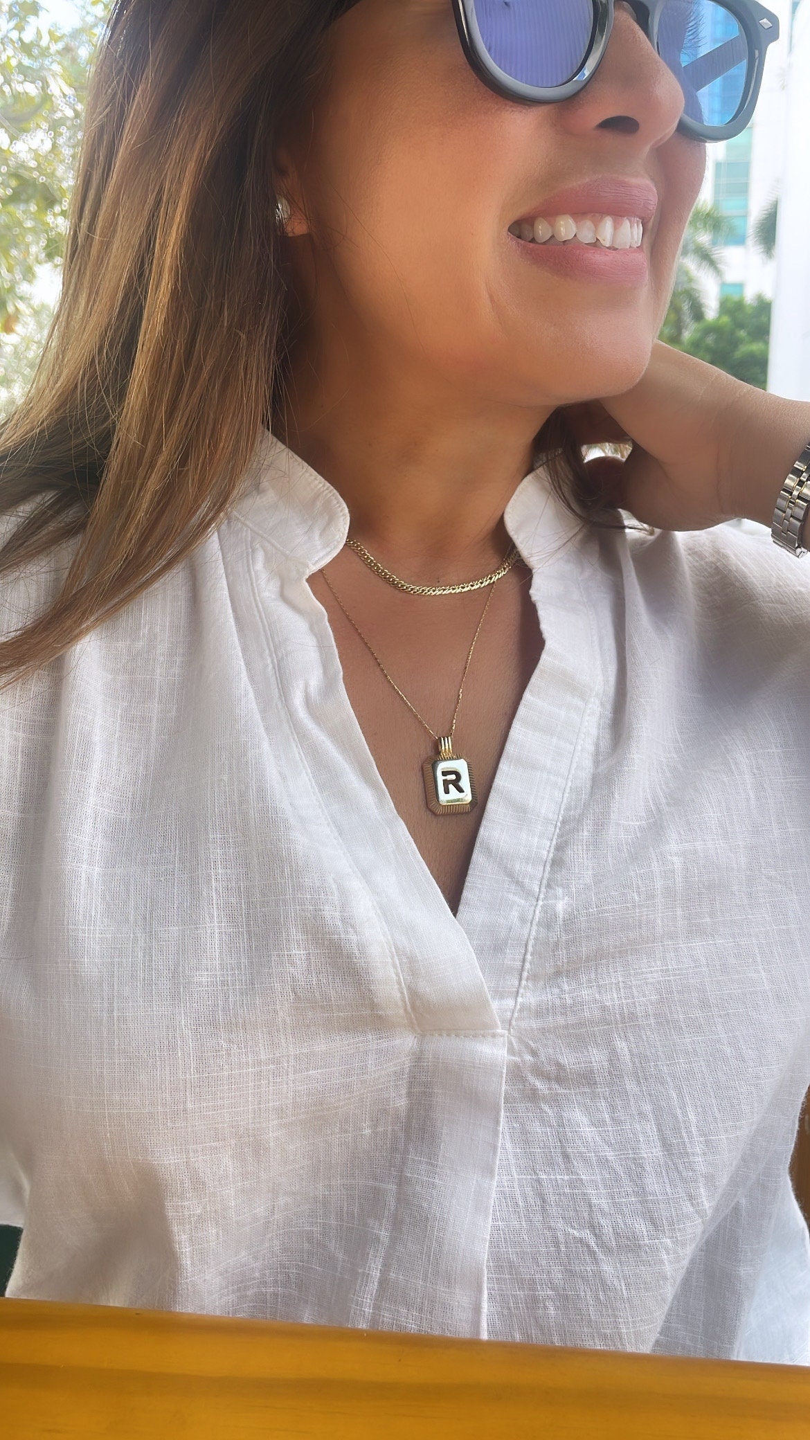 18k Gold Filled 3-D Initial Charm with Box Chain Necklace